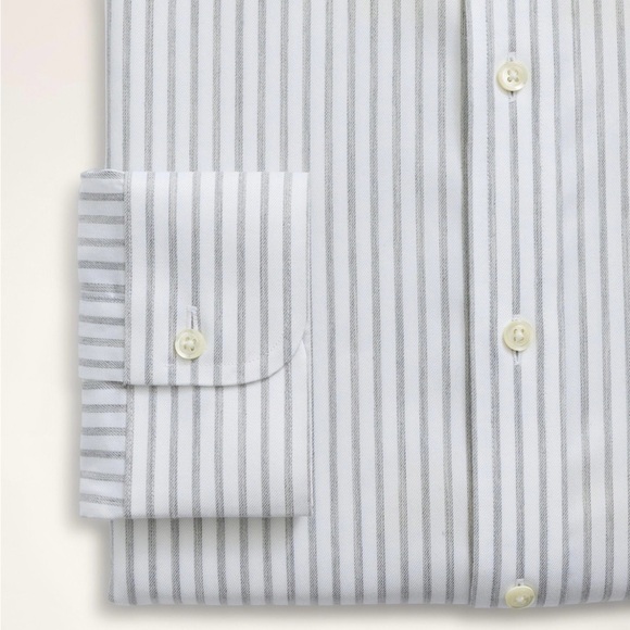 Brookes Brothers Stretch Regent Dress Shirt Non-Iron Twill Stripe 15.5-33 - Picture 2 of 12
